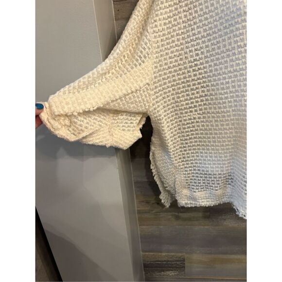 Lemon Tree S cream oversized see thru cropped short sleeve layering sweater - Picture 6 of 6